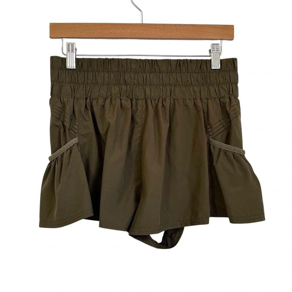 Free People Movement Womens Get Your Flirt On Shorts Sz Small Green Pockets